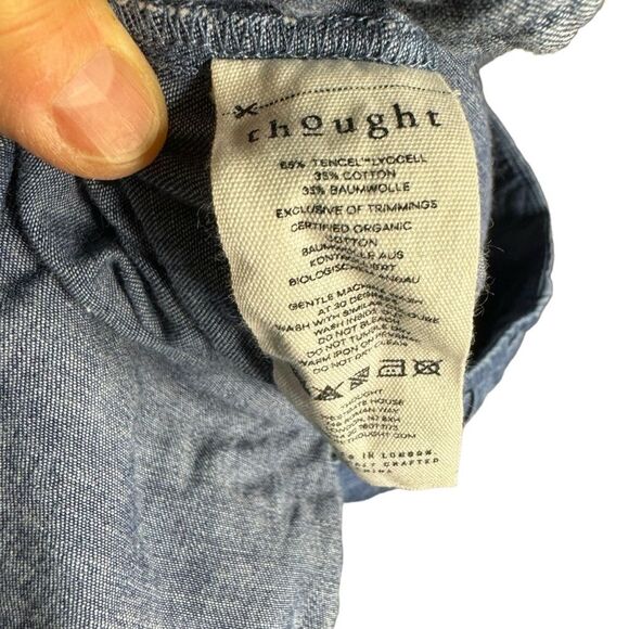 Thought Women's Wide-Leg Paper Bag Waist Belted Zip Up Jeans Slacks Size 8 - Picture 12 of 12